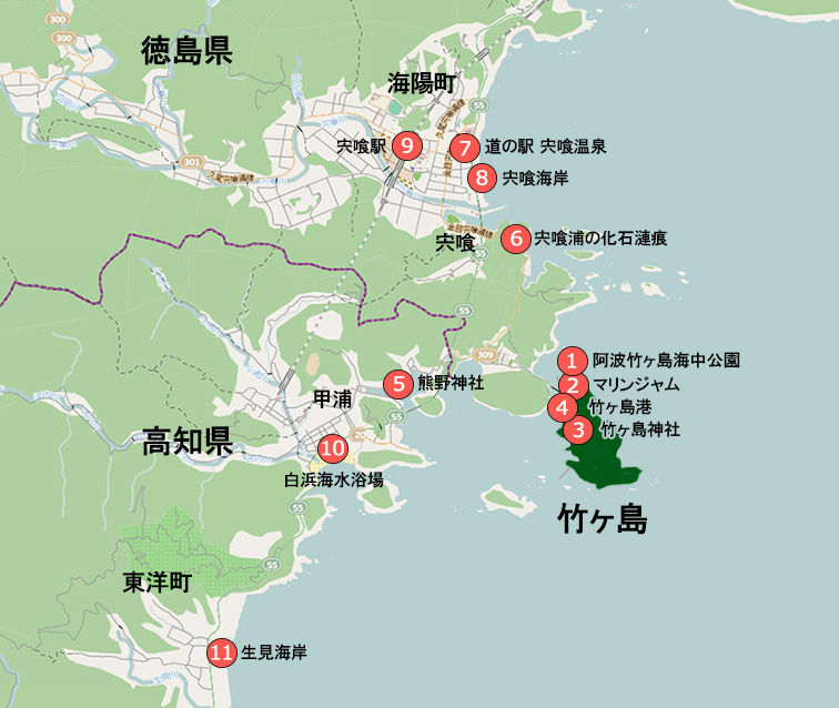 竹ヶ島周辺の地図