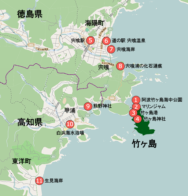 竹ヶ島周辺の地図